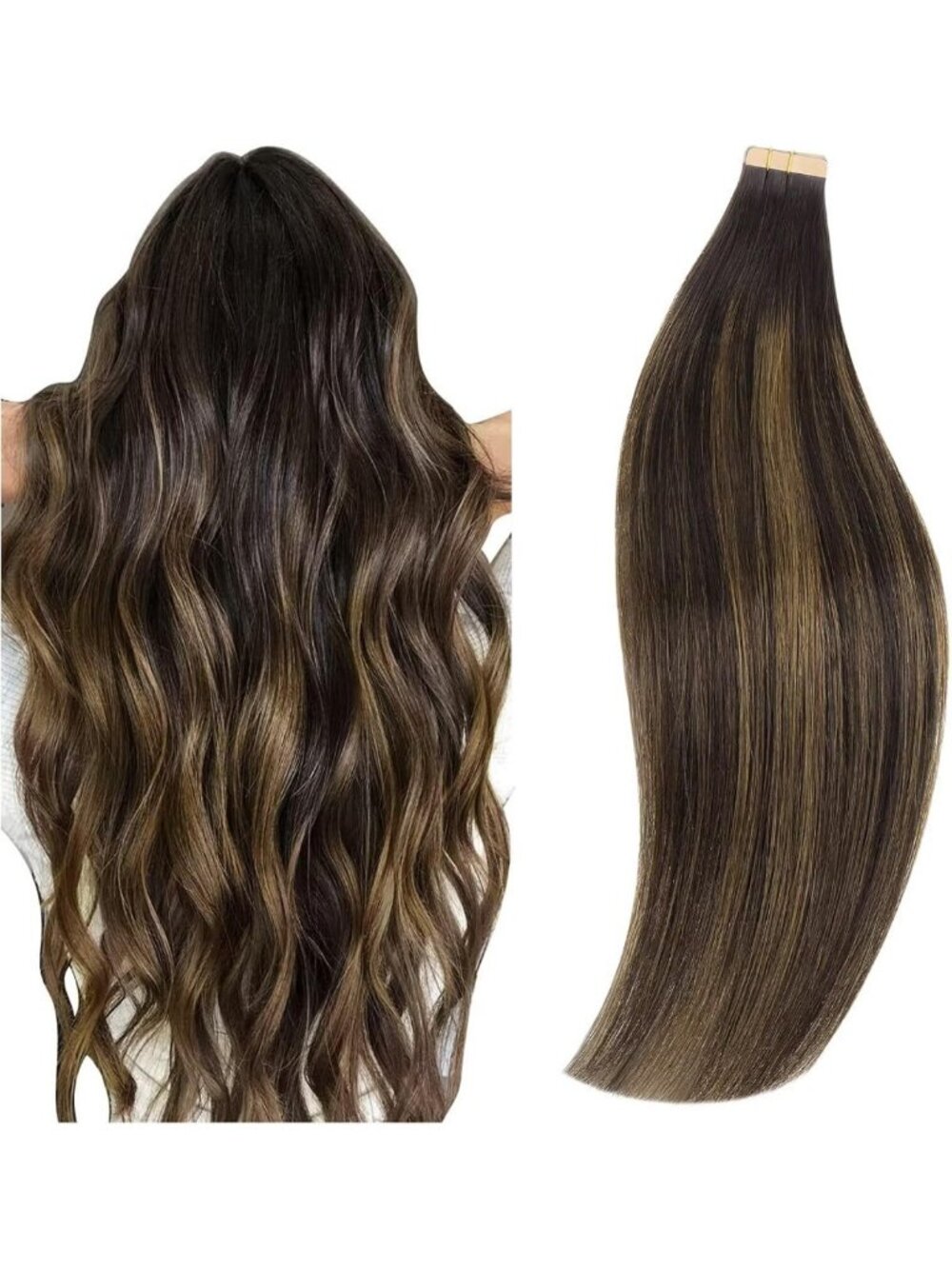 DOORES Tape in Hair Extensions Human Hair for Fine Thin, Add Volume, Length